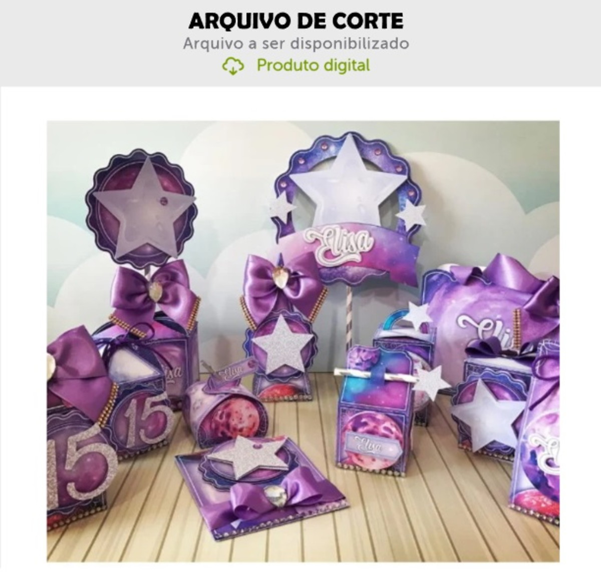 Arquivo de Corte Kit Papelaria Galáxia Menina