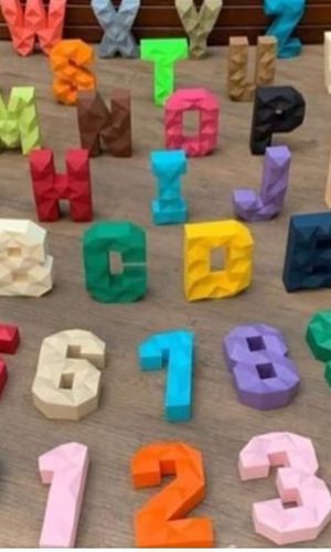 Arquivo de Corte Alfabeto Low Poly Letra e Numeros