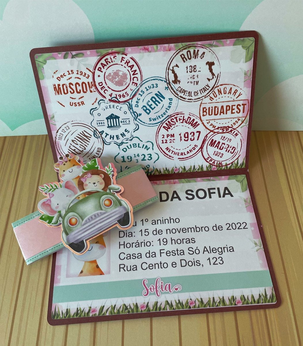 Arquivo de Corte Convite Safari Menina Studio e pdf