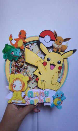 Arquivo de Corte Pokémon Shaker Pikachu e Menina em Camadas