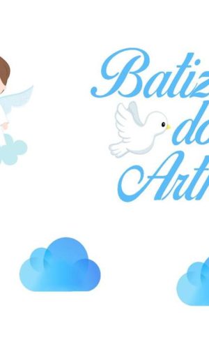Arquivo de Corte Silhouette Topo de Bolo Batizado Menino.
