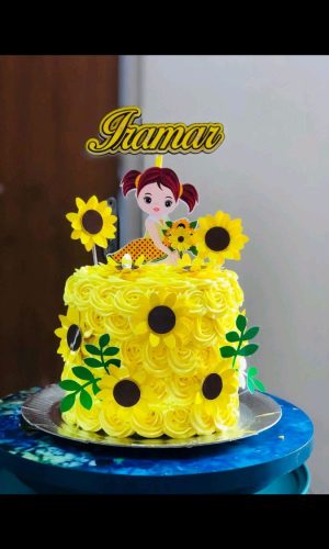 Arquivo de Corte - Topo de Bolo Menina Girassol