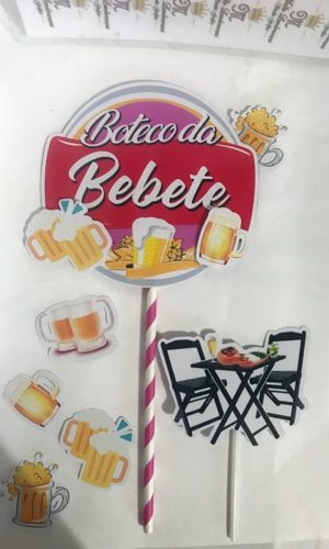 Arquivo de Corte Silhouette Topo de bolo Boteco Rosa