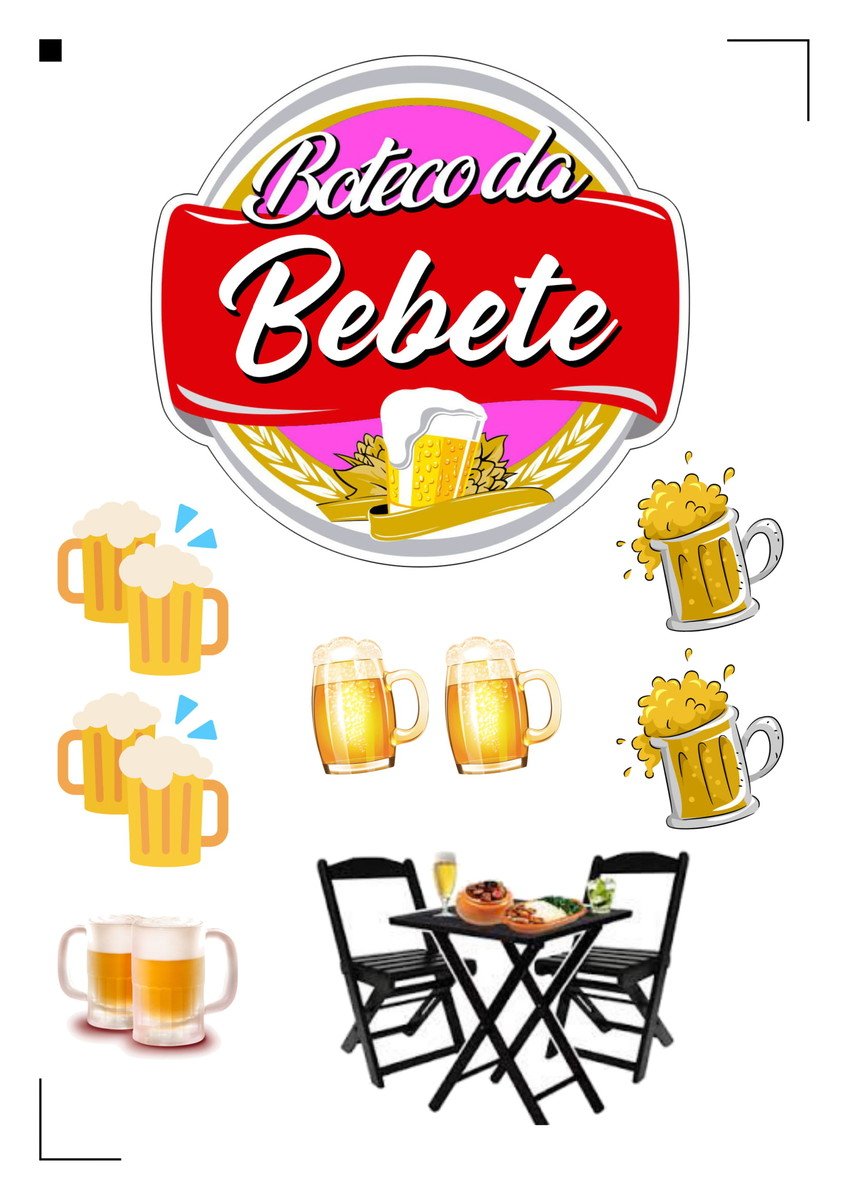 Arquivo de Corte Silhouette Topo de bolo Boteco Rosa - Imagem 2