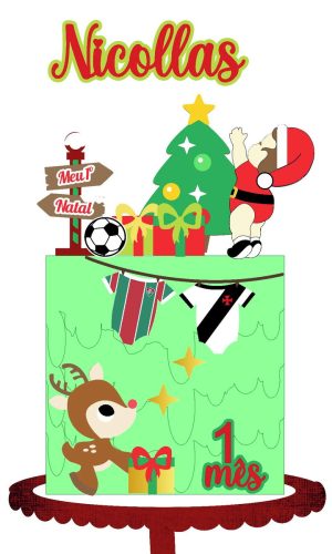 Arquivo de Corte Topo Bolo Natal - Bebê Time de Futebol