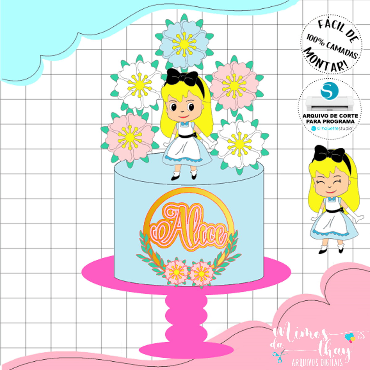 Arquivo de Corte: Topo Alice no Pais das Maravilhas Cute 011
