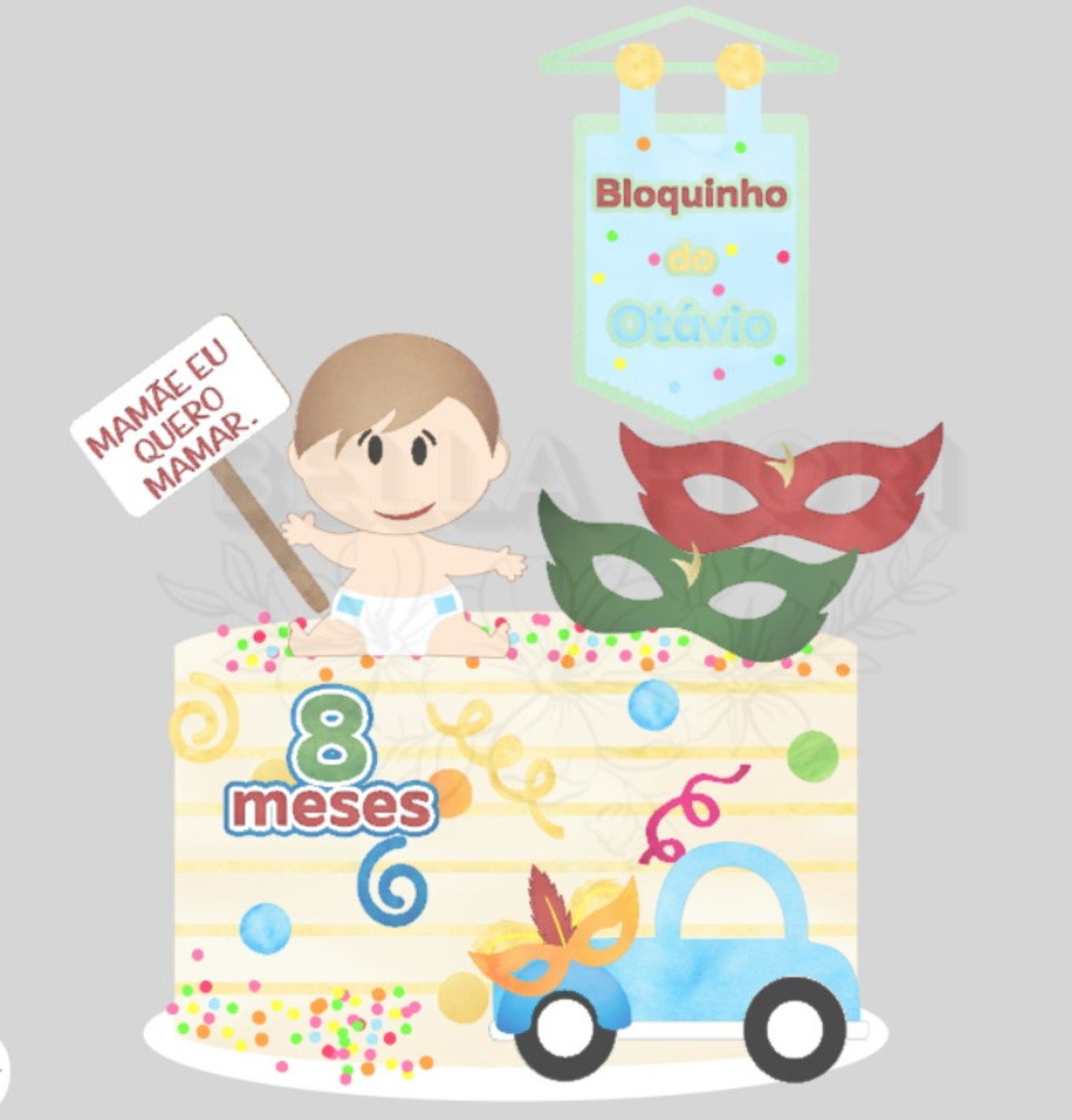 Arquivo de Corte Topo Bolo Carnaval Baby Carrinho 0202 -bf