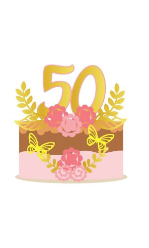 Arquivo de corte topo de bolo 50 anos rosetas