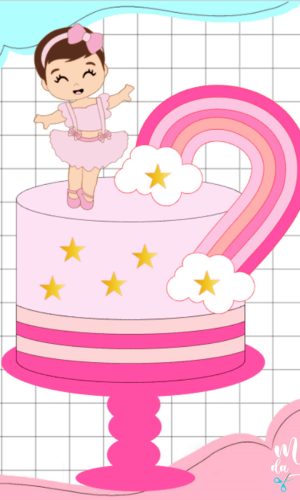 Arquivo de Corte Topo de Bolo Arco Iris + Bailarina Cute 015