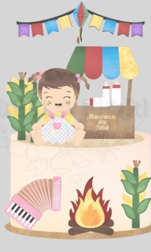 Arquivo de Corte Topo de Bolo Arraiá Menina Baby Camadas- Bf