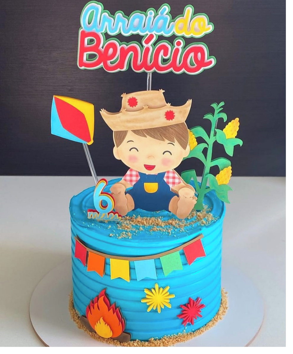 Arquivo de Corte Topo de Bolo Arraiá Menino Studio