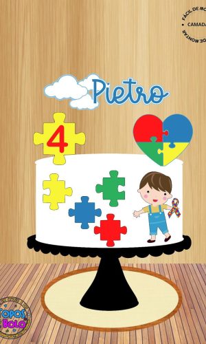 Arquivo de Corte Topo de Bolo Autismo Menino
