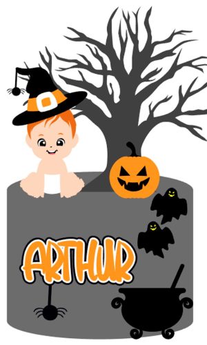 Arquivo de Corte: Topo de Bolo Baby Menino Halloween 019