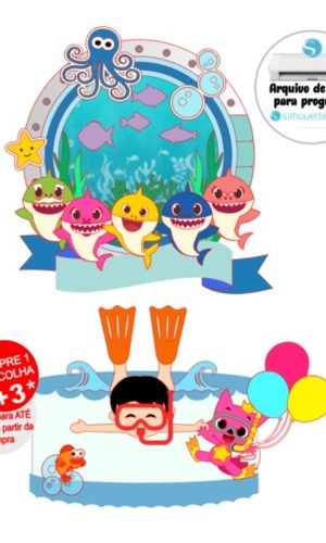 Arquivo de Corte Topo de Bolo Baby Shark Shaker Menino