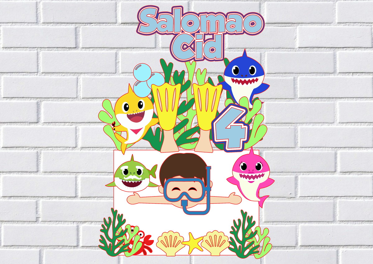 Arquivo de Corte Topo de Bolo Baby Shark Studio 004