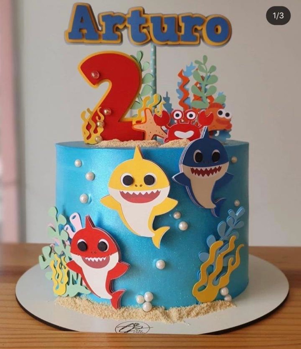 ARQUIVO DE CORTE TOPO DE BOLO Baby Shark