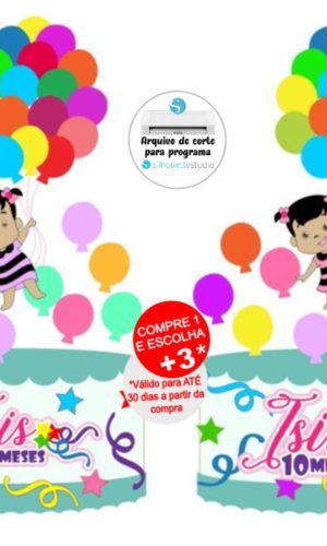 Arquivo de Corte Topo de Bolo Balões Menina