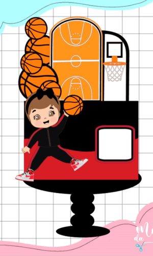 Arquivo de Corte: Topo de Bolo Basquete Menina 005