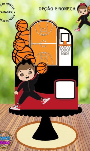Arquivo de Corte Topo de Bolo Basquete Menina