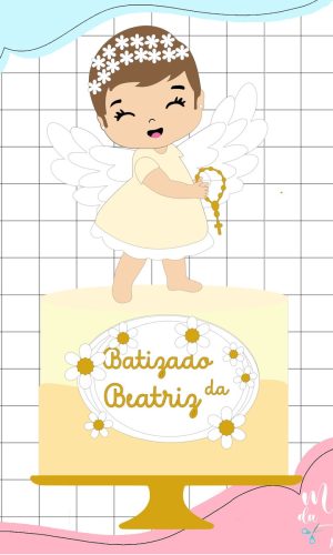 Arquivo de Corte: Topo de Bolo Batizado Anjinha Baby 023