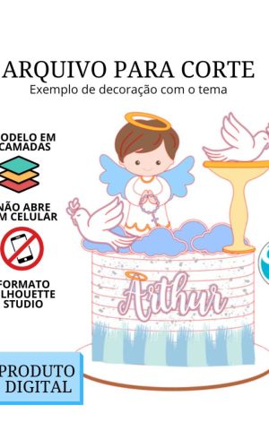 Arquivo de Corte Topo de Bolo - Batizado Menino