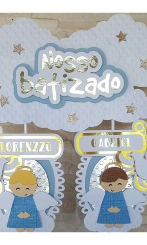 Arquivo de corte Topo de Bolo Batizado Menino STUDIO #463