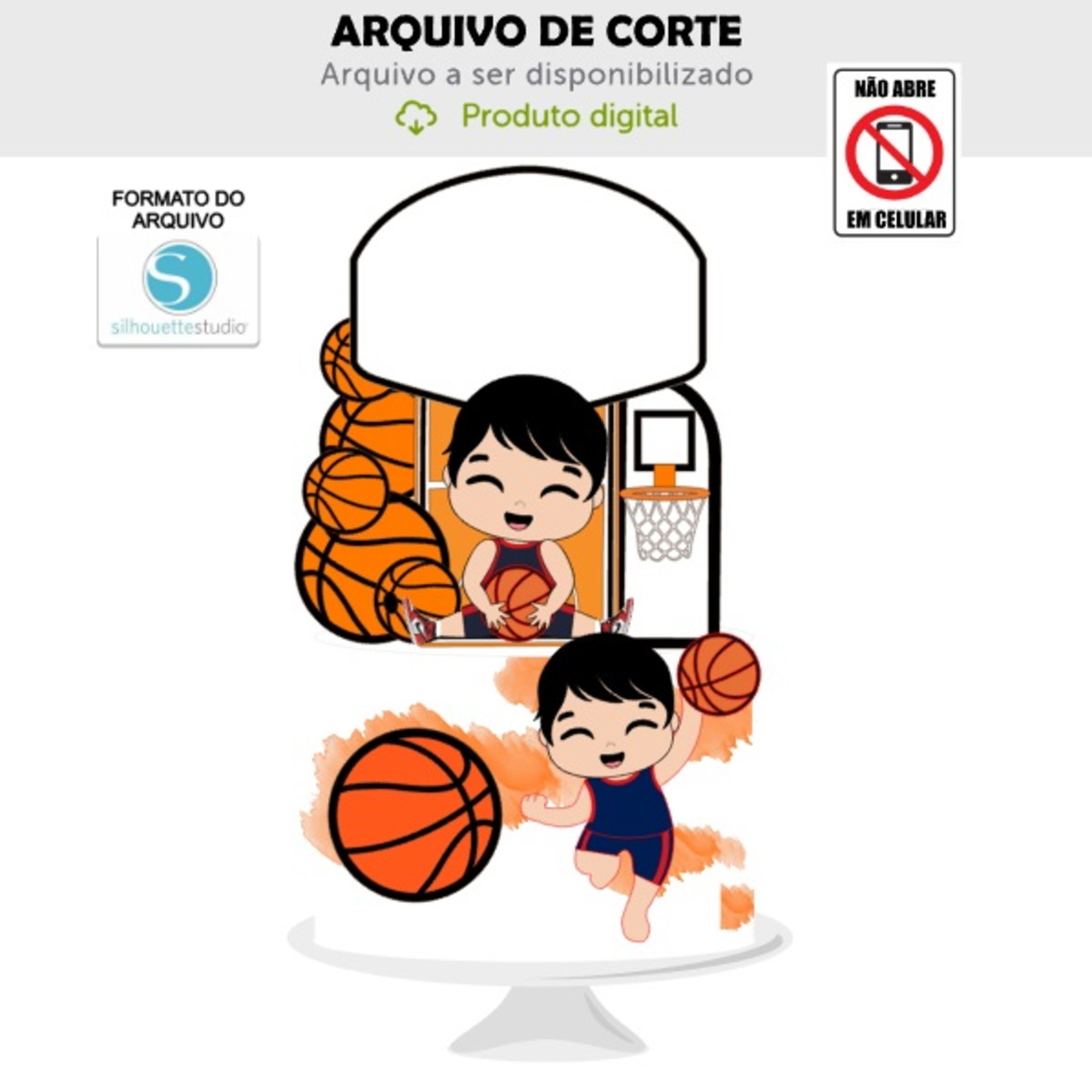 Arquivo de Corte Topo de Bolo Bebê Basquete