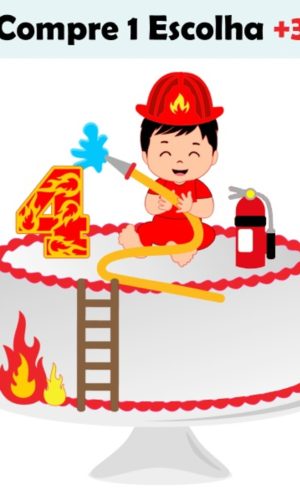 Arquivo de Corte Topo de Bolo Bebê Bombeiro