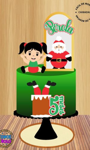 Arquivo de Corte Topo de Bolo Bebê e Papai Noel Cute