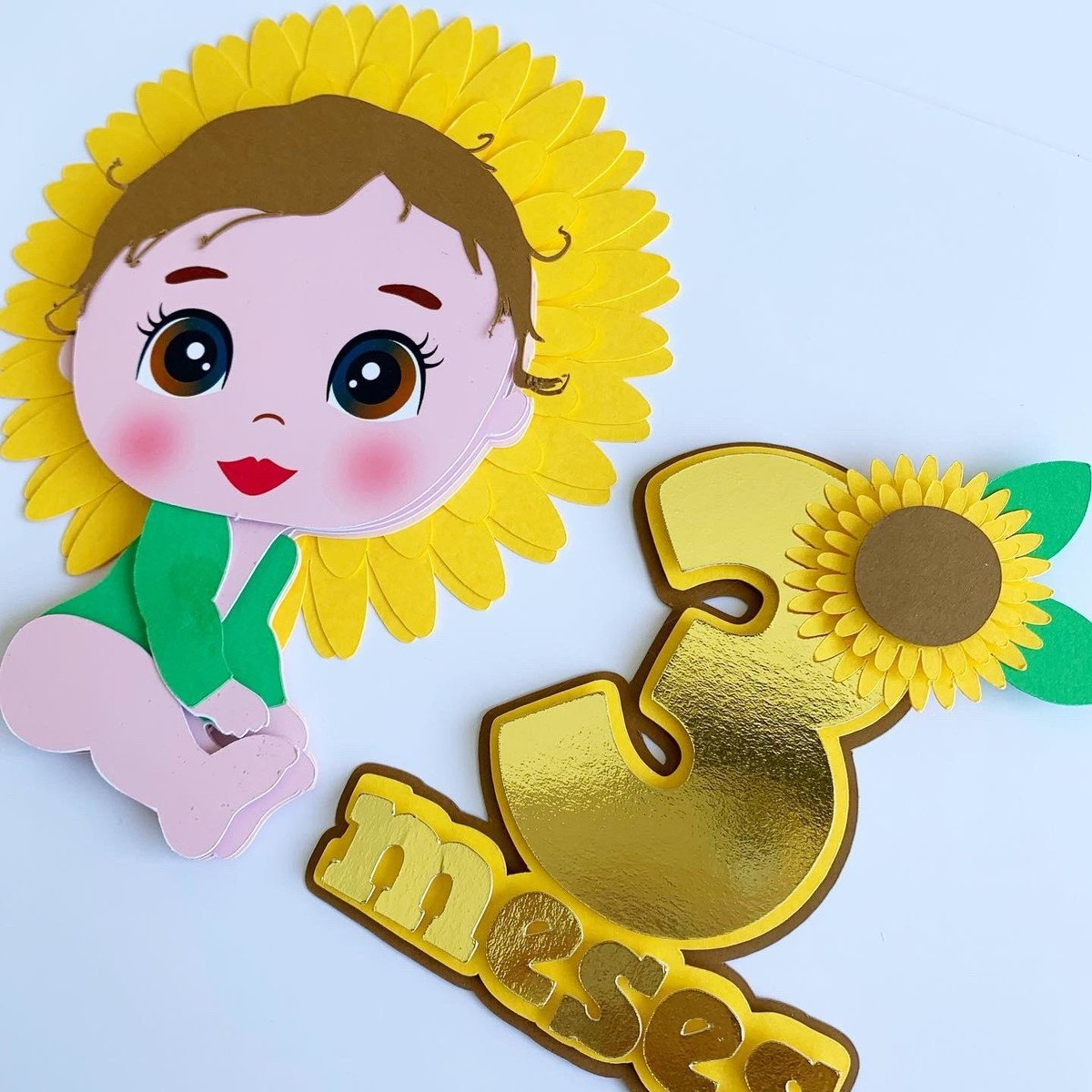 ARQUIVO DE CORTE TOPO DE BOLO bebê girassol