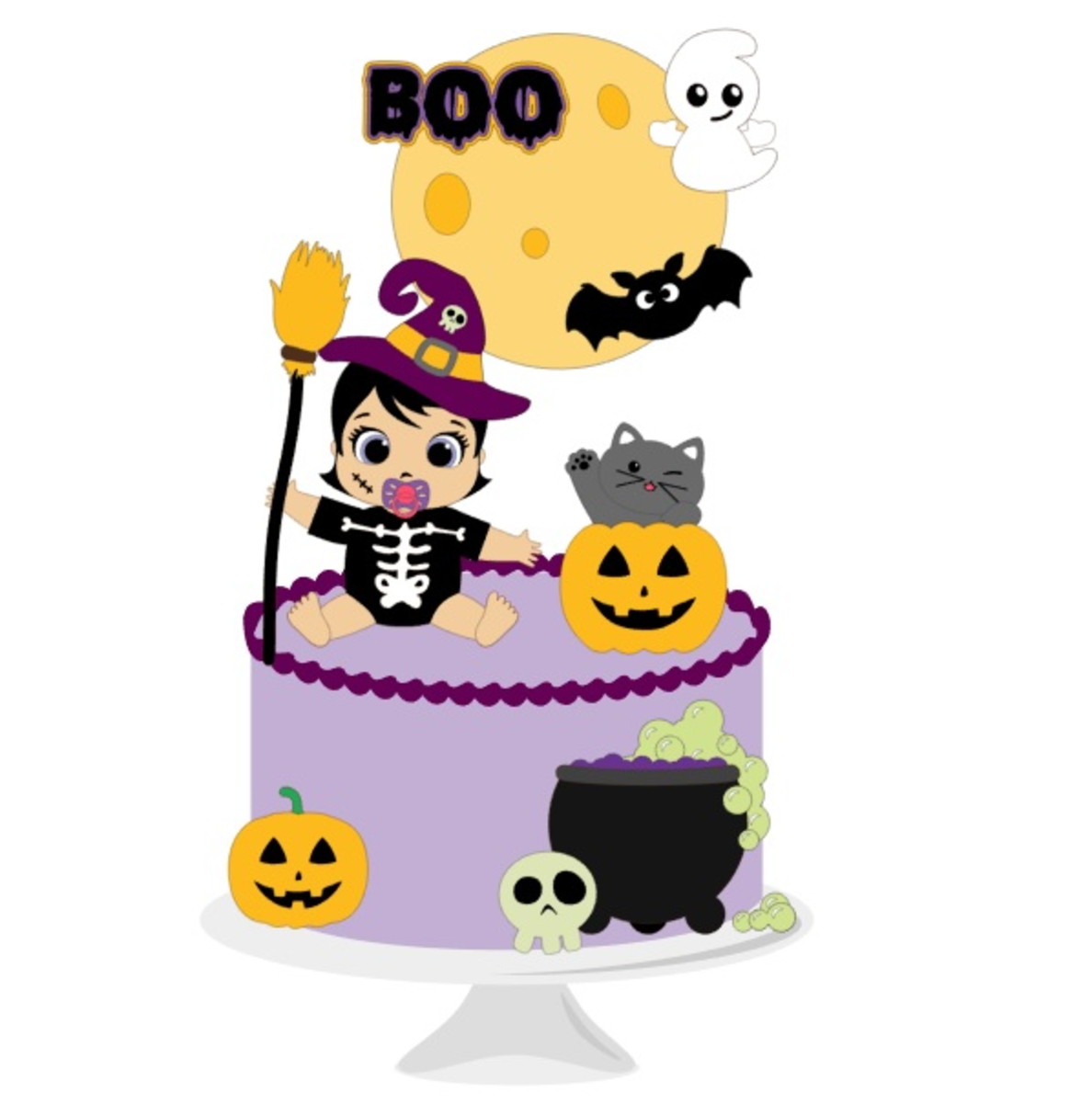 Arquivo de Corte Topo de Bolo Bebê Halloween Bruxinha