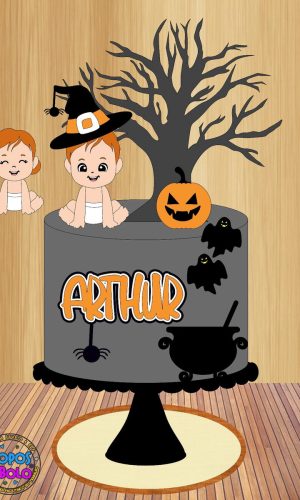 Arquivo de Corte Topo de Bolo Bebe Halloween