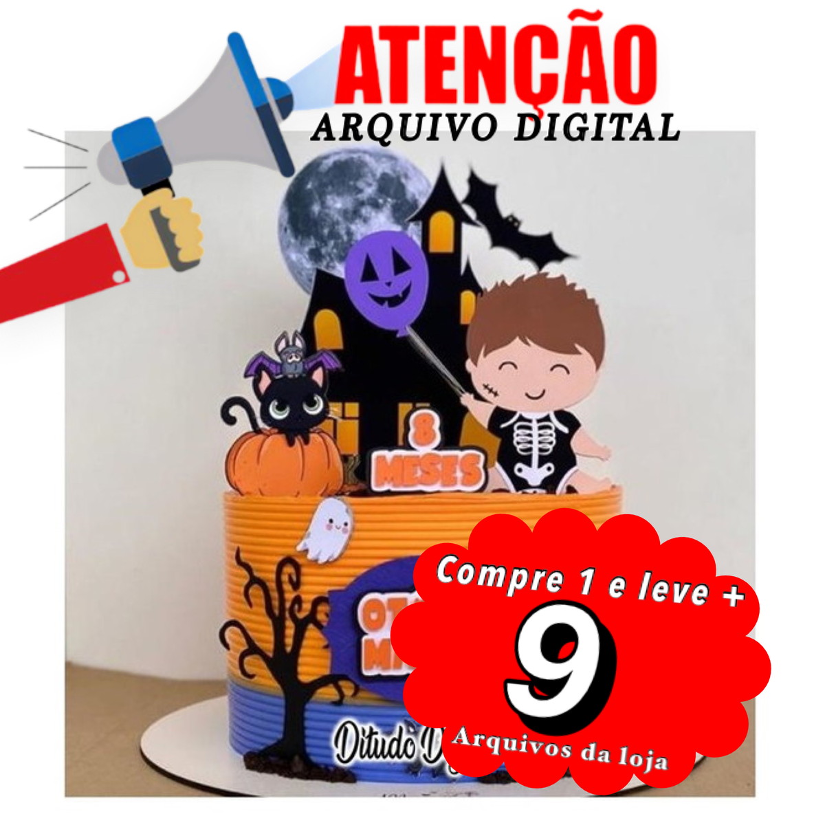 Arquivo de Corte Topo de Bolo - Bebê Halloween