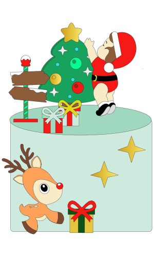 Arquivo de Corte Topo de Bolo Bebê na Árvore de Natal Camada