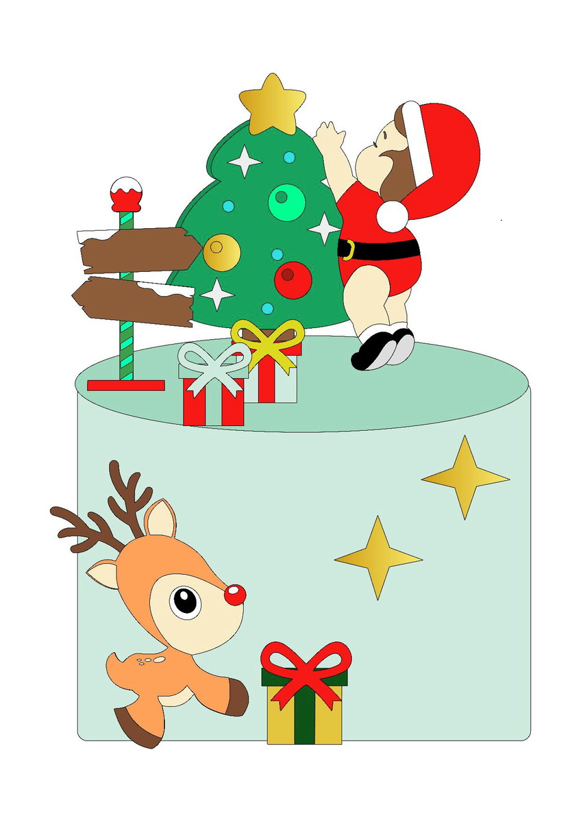 Arquivo de Corte Topo de Bolo Bebê na Árvore de Natal Camada