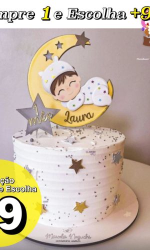 Arquivo de Corte Topo de Bolo Bebê na Lua - Studio