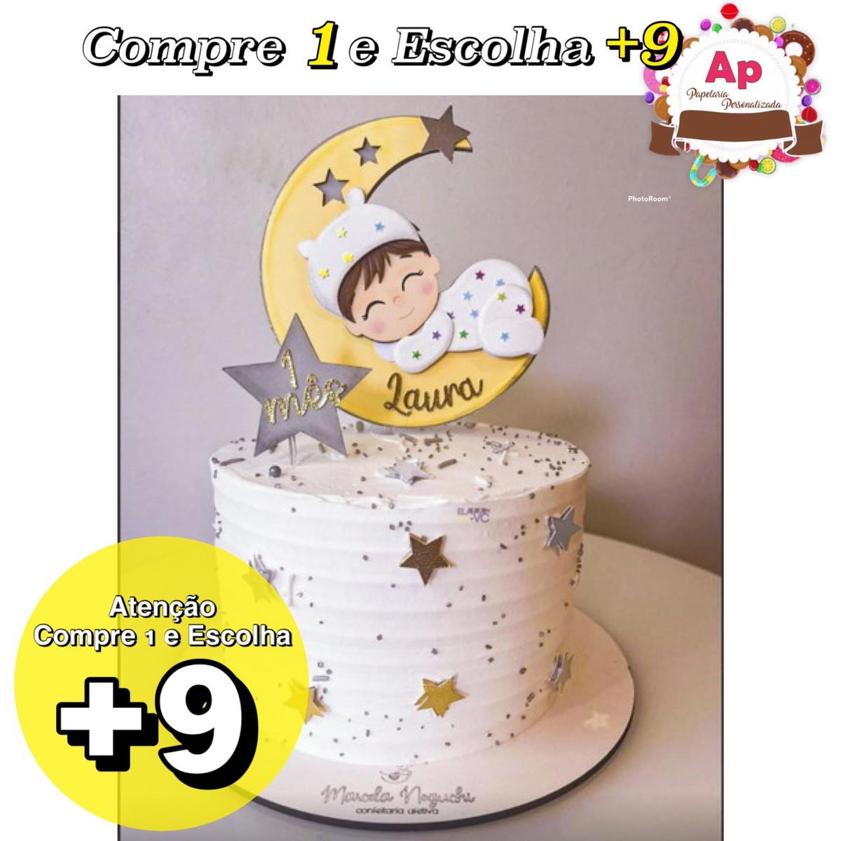 Arquivo de Corte Topo de Bolo Bebê na Lua - Studio