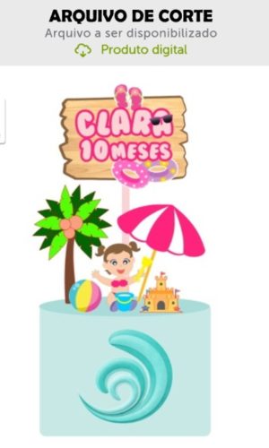 Arquivo de Corte Topo de Bolo Bebê Praia Menina