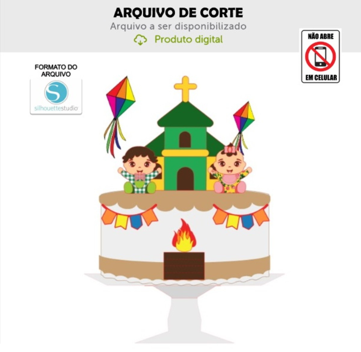 Arquivo de Corte Topo de Bolo Bebês Festa Junina