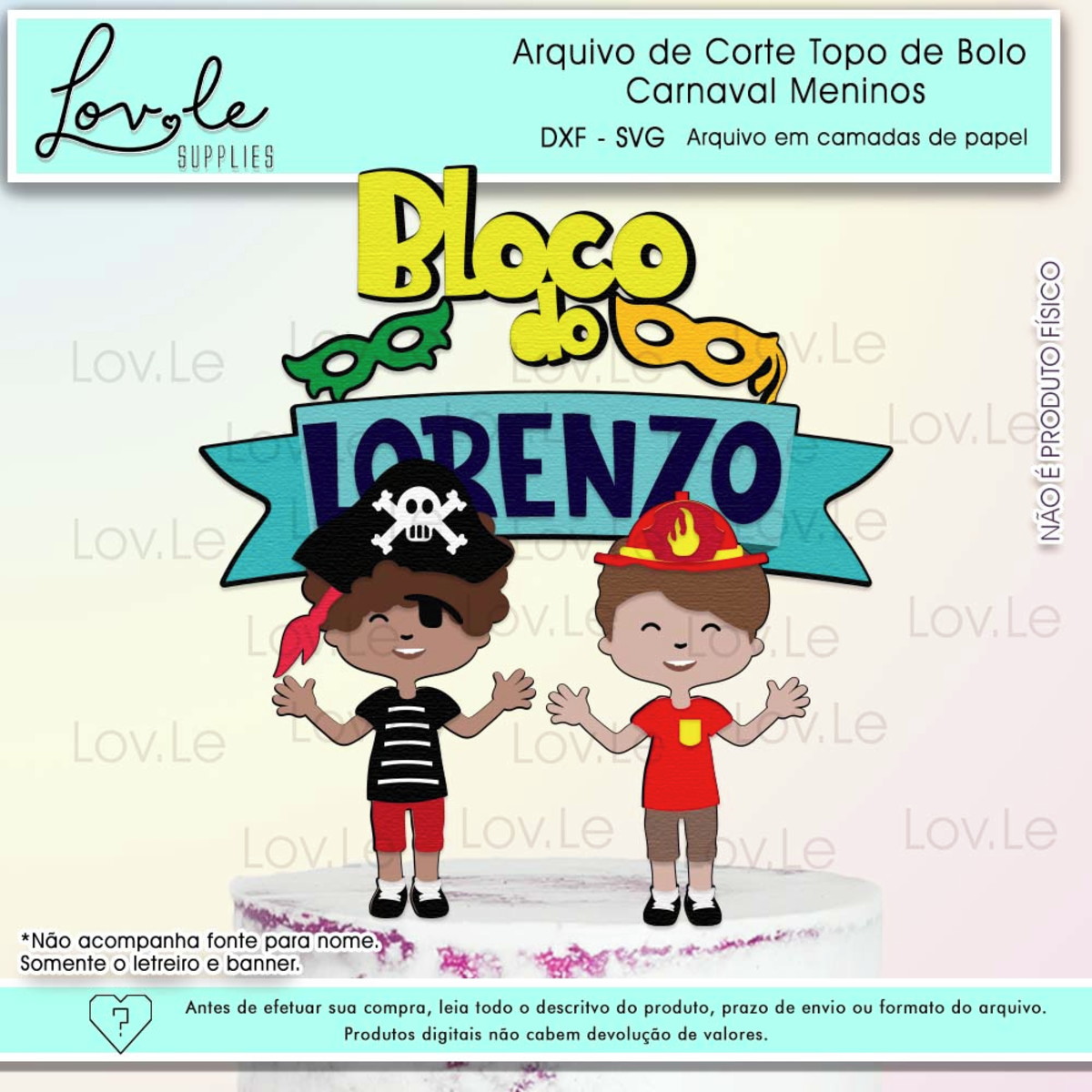 Arquivo de Corte Topo de Bolo Bloquinho de Carnaval Menino