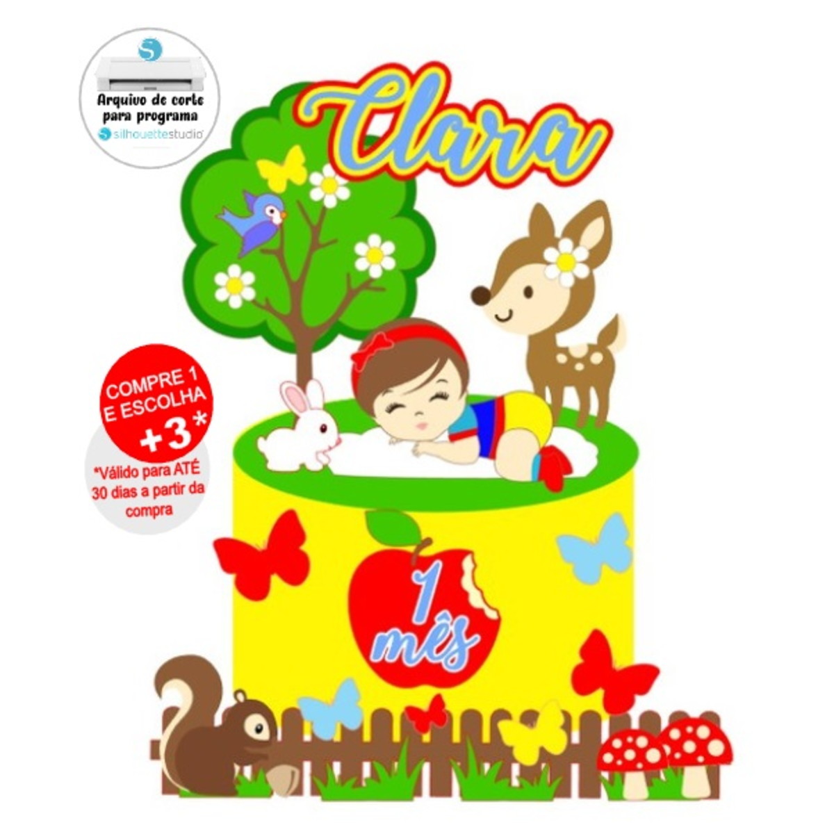 Arquivo de Corte Topo de Bolo Branca de Neve Baby