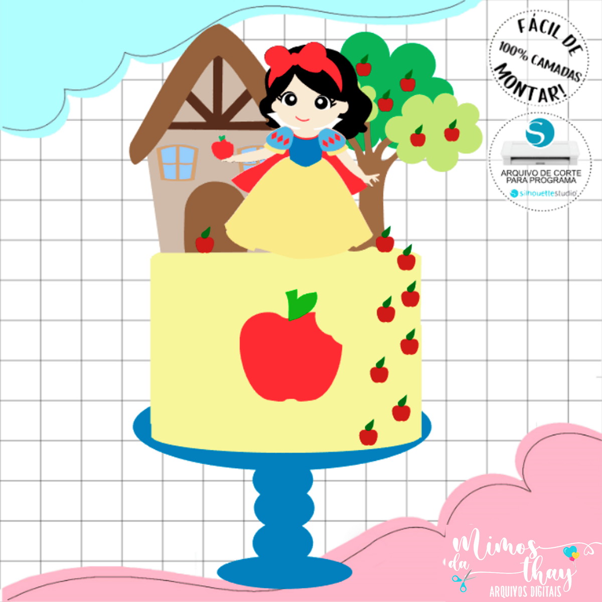 Arquivo de Corte: Topo de Bolo Branca de Neve Cute 017