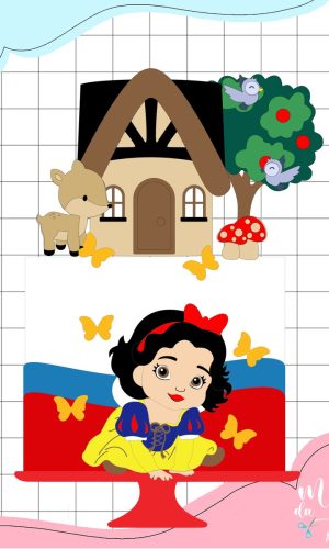 Arquivo de Corte: Topo de Bolo Branca de Neve Cute 026