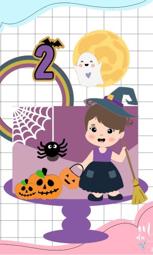 Arquivo de Corte Topo de Bolo Bruxinha Cute Halloween 064