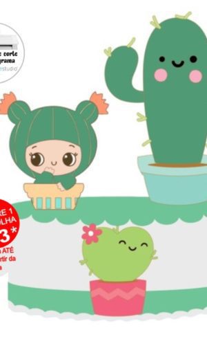 Arquivo de Corte Topo de Bolo Cacto Cute