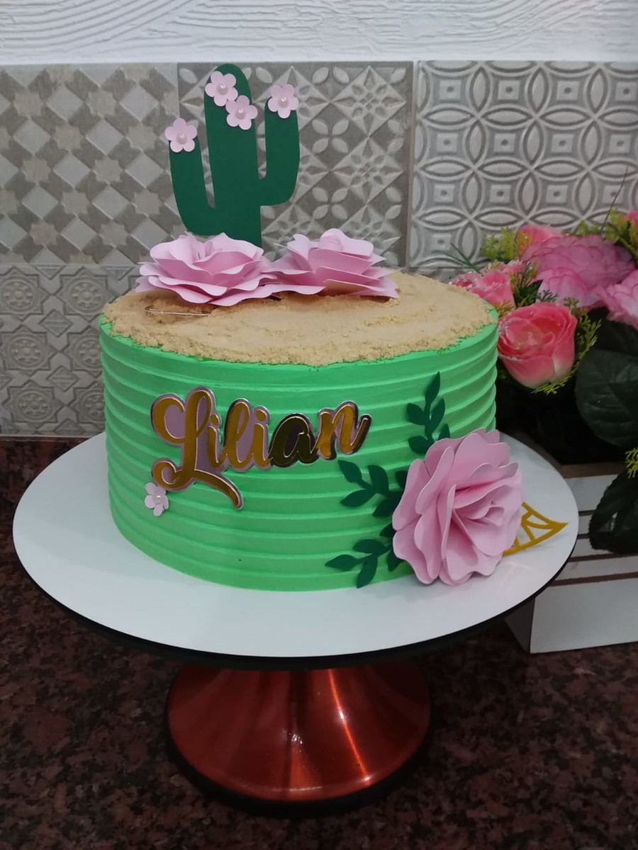 Arquivo De Corte Topo De Bolo Cactos E Flores
