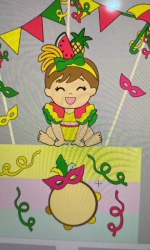 Arquivo de Corte Topo de Bolo Carnaval Menina Carmen Miranda