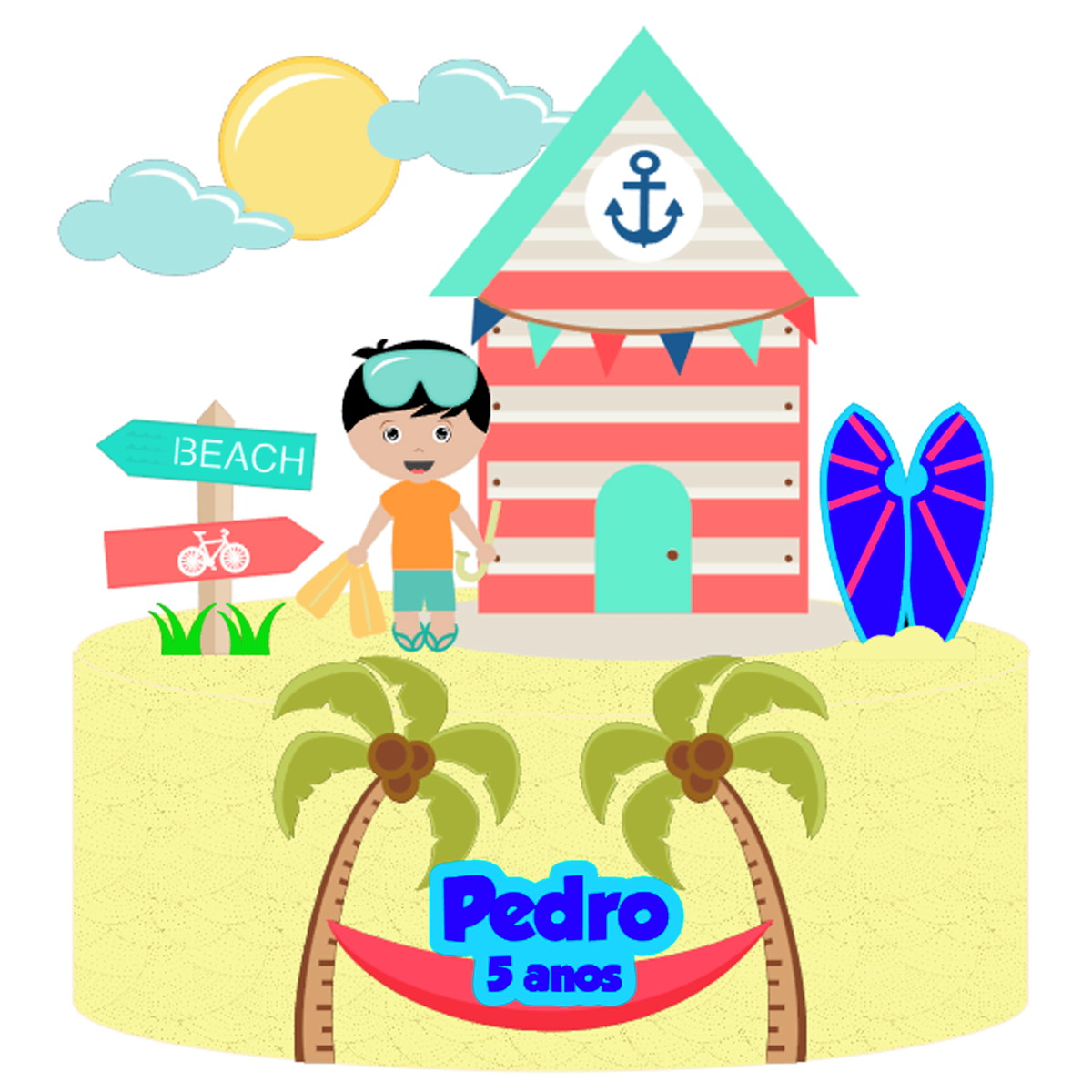Arquivo de Corte: Topo de Bolo Casa Praia Verão Menino 013