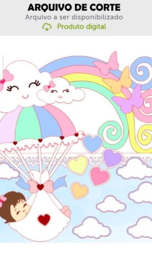 Arquivo de Corte Topo de Bolo Chuva de Amor Bebê Menina