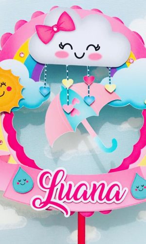 Arquivo de Corte Topo de Bolo Chuva de Amor Menina